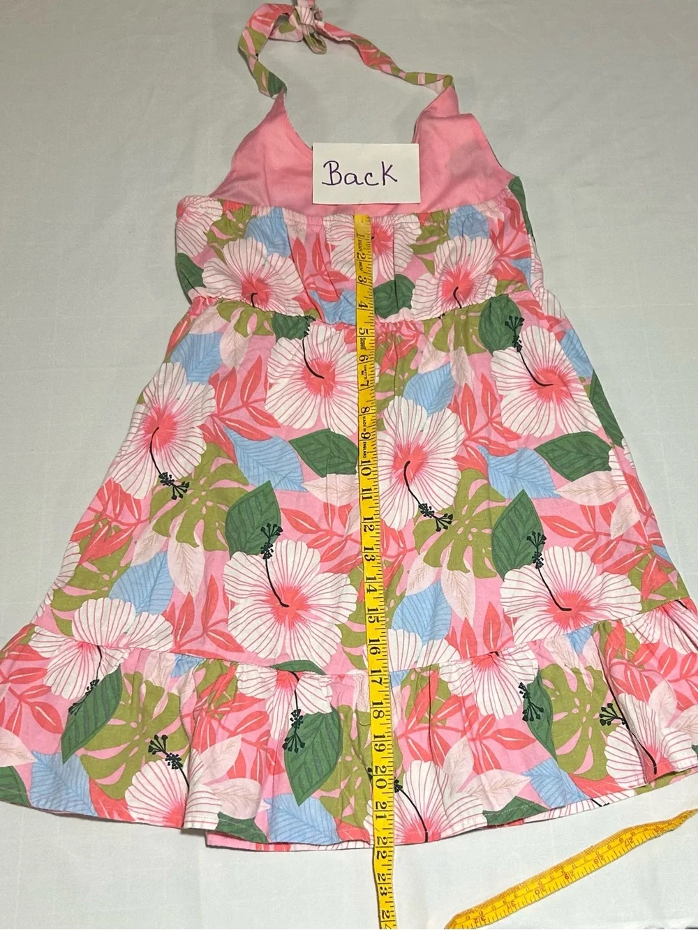 Gymboree Girls 8 Sleeveless Pink Tropical Halter Sundress NWT Linen Rayon